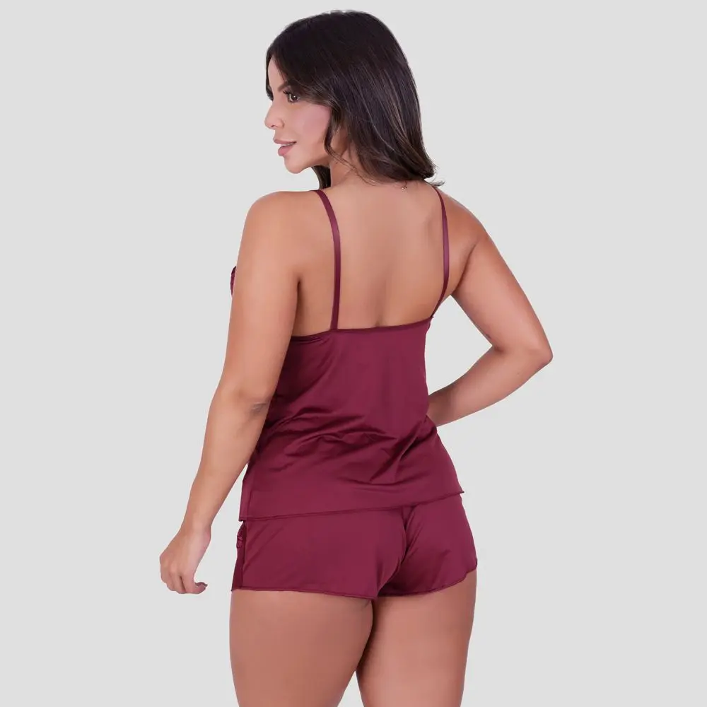 Short Doll Danna Detalhe em Renda Liso com Lacinho