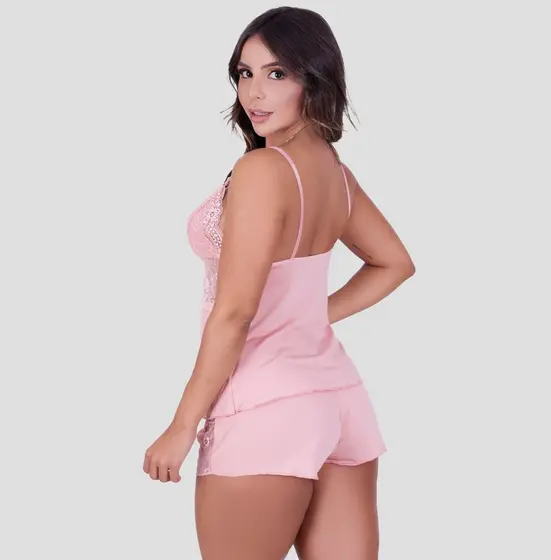 Short Doll Danna Detalhe em Renda Liso com Lacinho