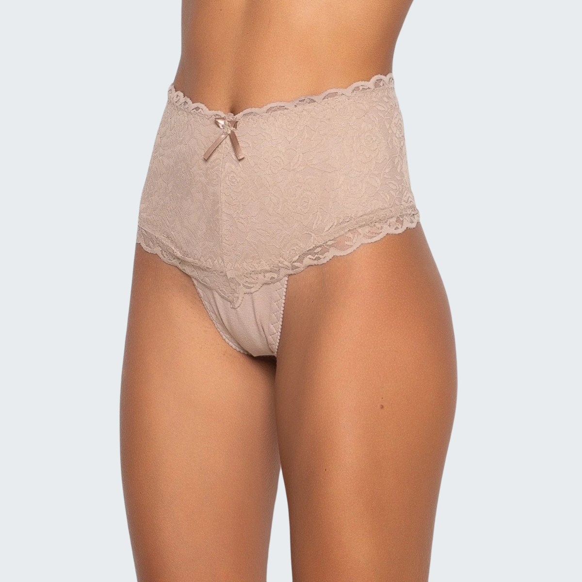 Calcinha Cintura Alta Modeladora Pós Parto em Renda e Cotton