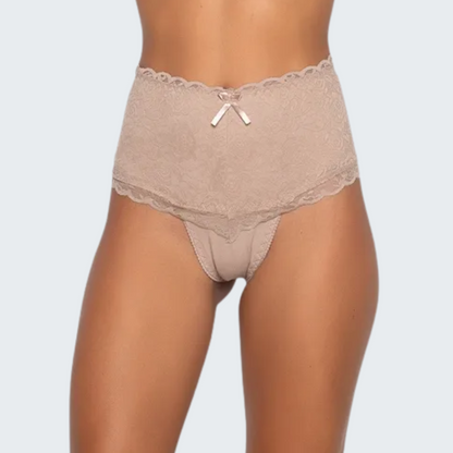 Calcinha Cintura Alta Modeladora Pós Parto em Renda e Cotton