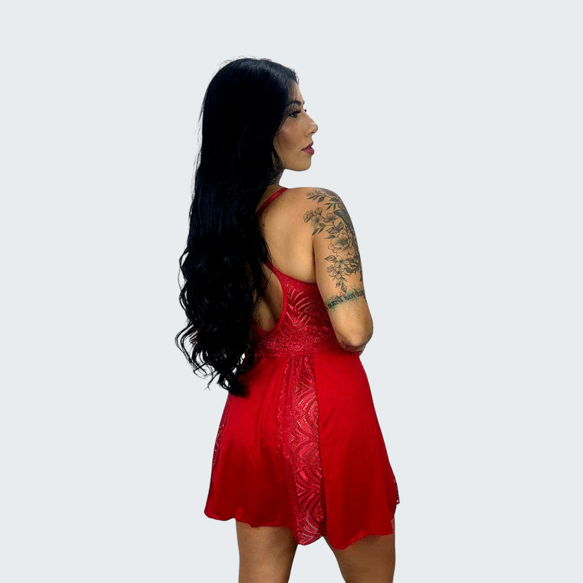 Camisola Sensual Alexia com Renda e Alça Cruzando as Costas