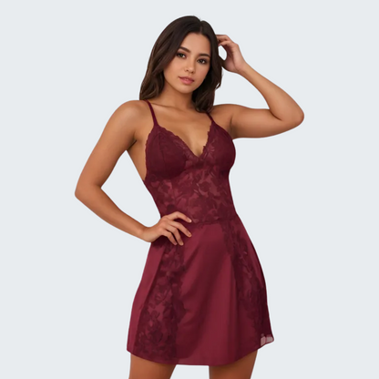 Camisola Sensual Alexia com Renda e Alça Cruzando as Costas