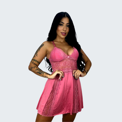 Camisola Sensual Alexia com Renda e Alça Cruzando as Costas