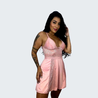 Camisola Sensual Alexia com Renda e Alça Cruzando as Costas