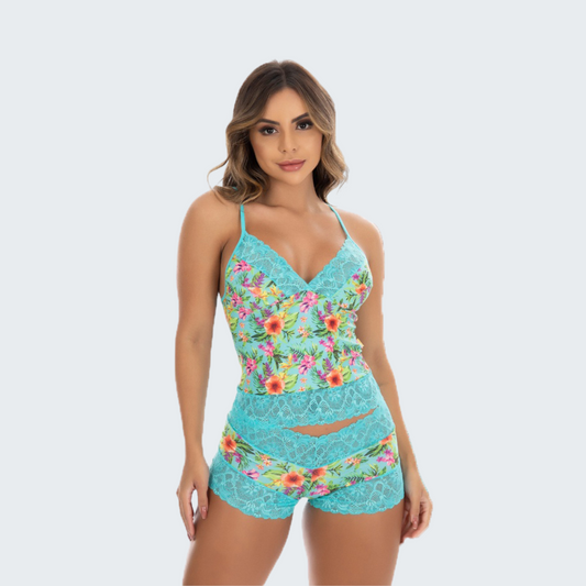 Short Doll Belíssima Estampado com Renda