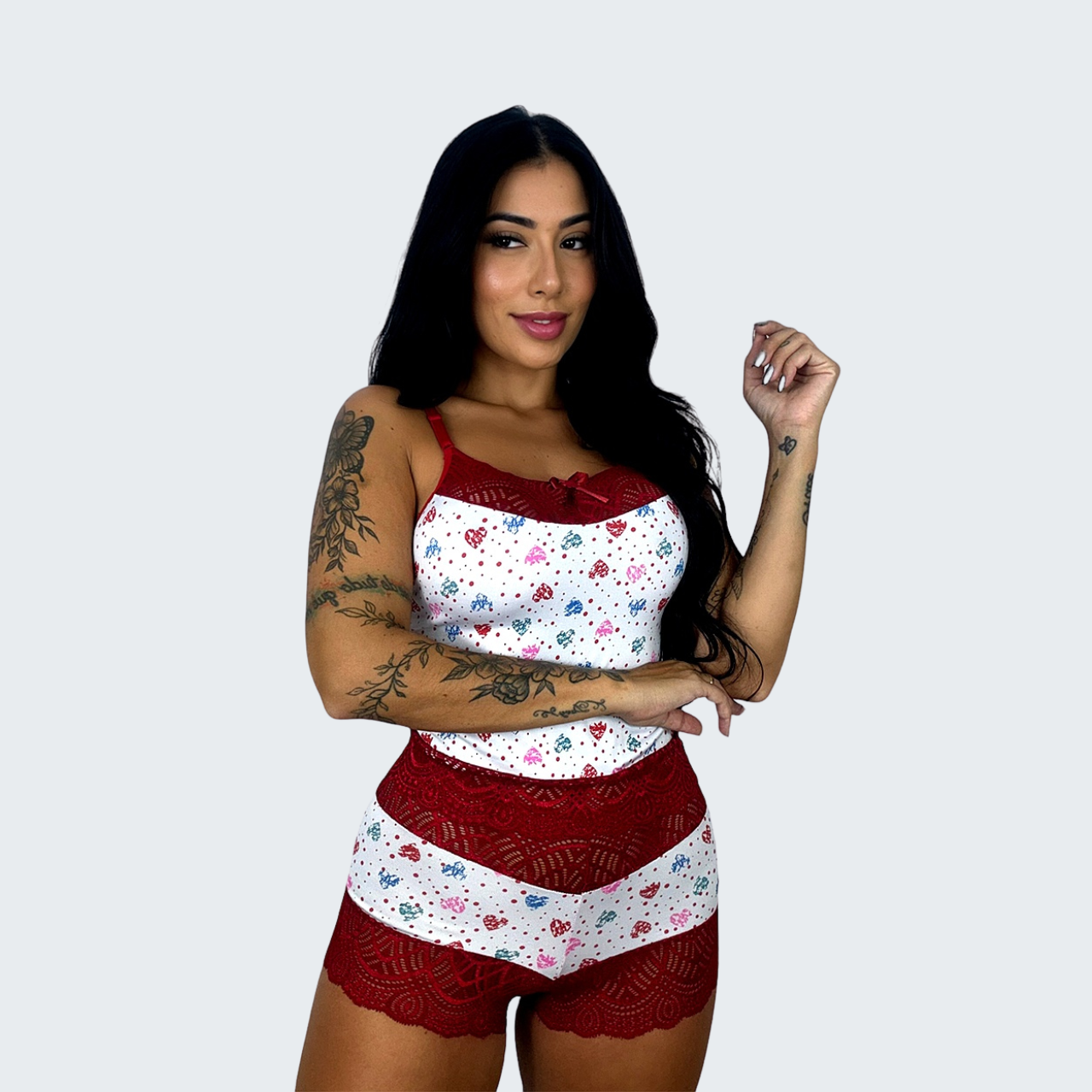 Short Doll Belíssima Estampado com Renda