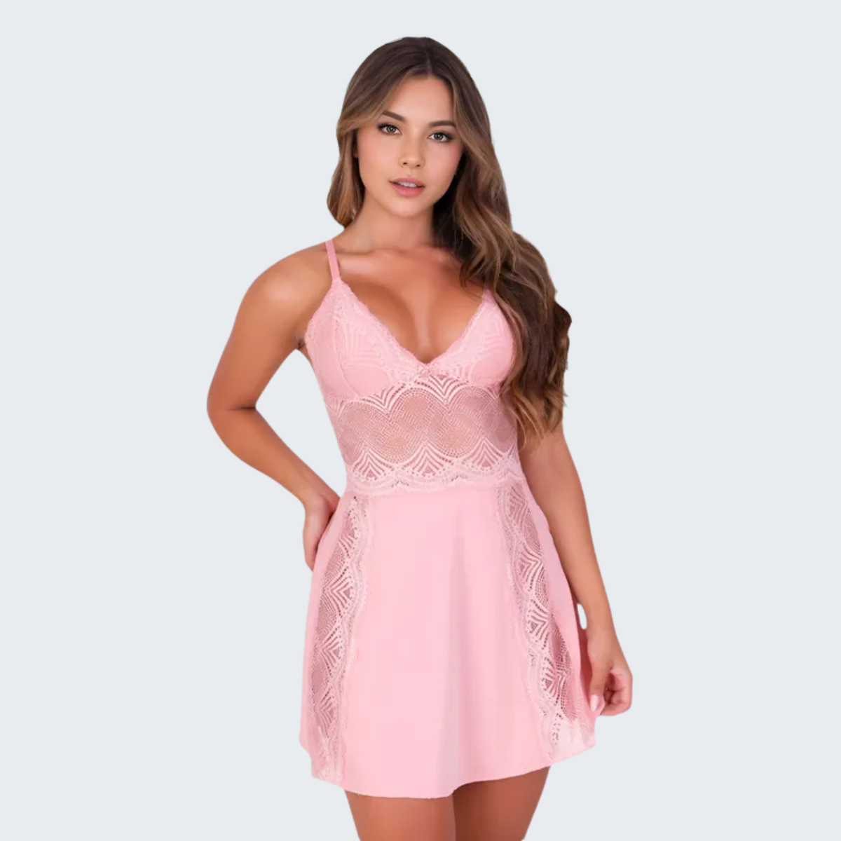 Camisola Sensual Alexia com Renda e Alça Cruzando as Costas