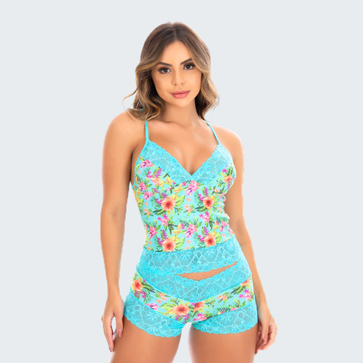 Short Doll Belíssima Estampado com Renda