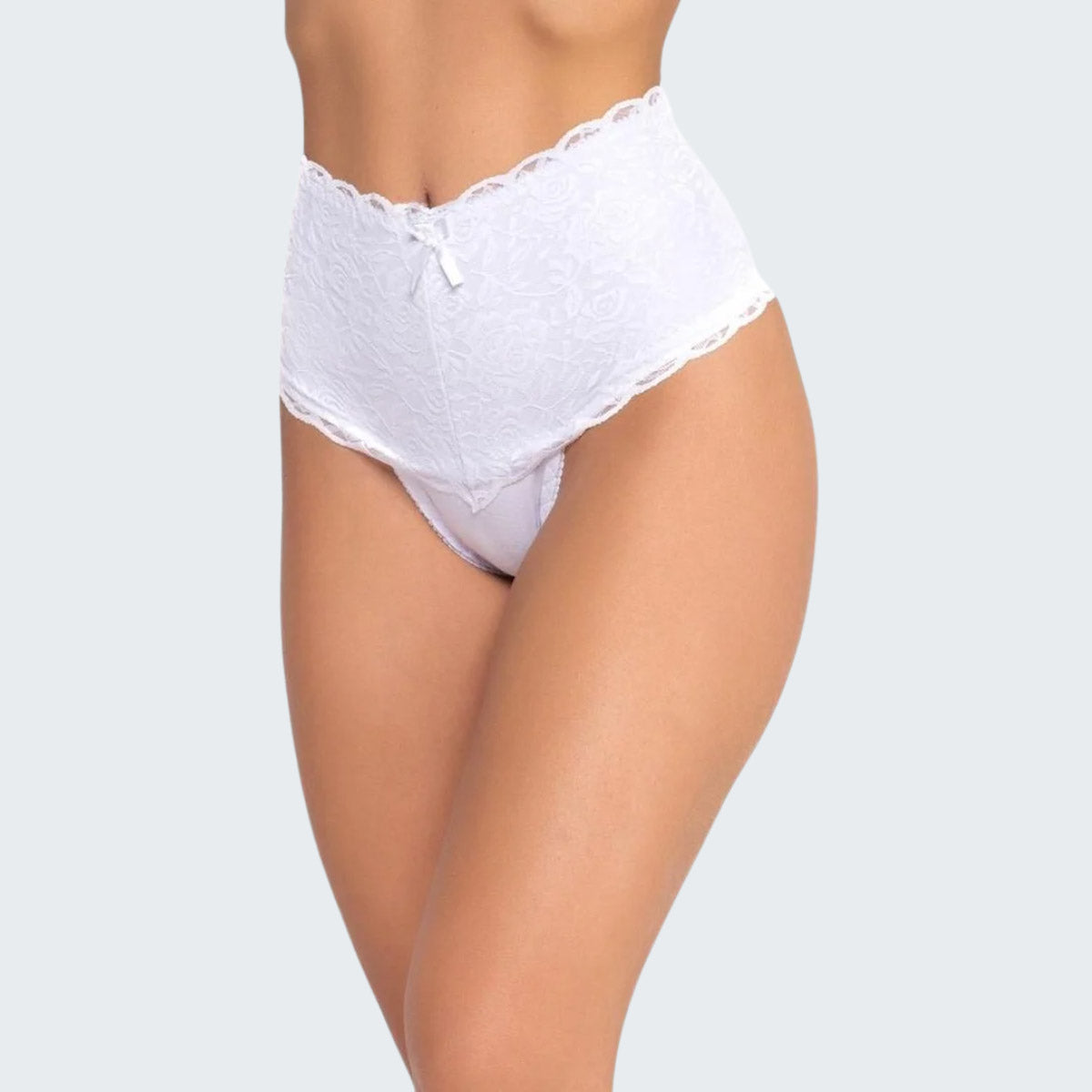 Calcinha Cintura Alta Modeladora Pós Parto em Renda e Cotton