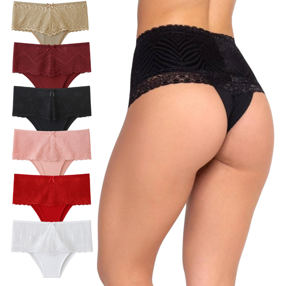 Calcinha Cintura Alta Modeladora Pós Parto em Renda e Cotton