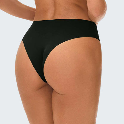 Calcinha Conforto Corte a Laser com Forro em preto, vista traseira.