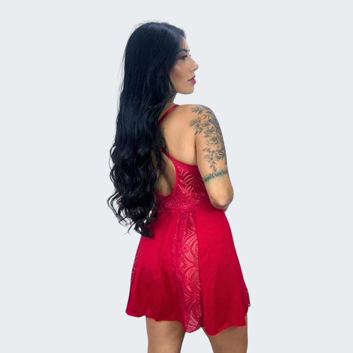 Camisola Sensual Alexia com Renda e Alça Cruzando as Costas